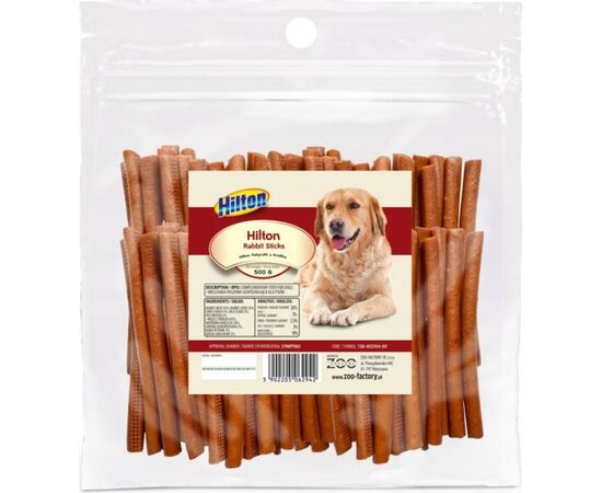 HILTON SOFT RABBIT STICKS - DOG TREAT - 500G