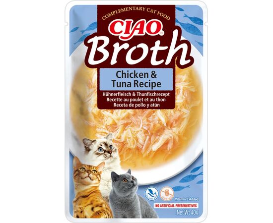 INABA CIAO BROTH CHICKEN & TUNA - CAT TREATS - 12X40G