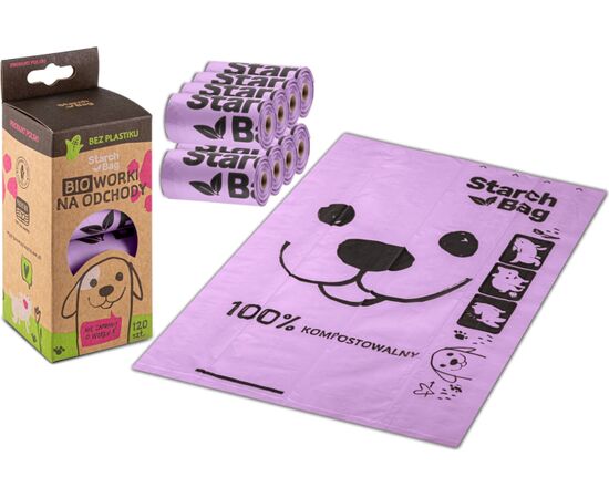 STARCH BAG STARCHBAG BIO COMPOSTABLE POOP BAGS LILAC – 8X15 PCS