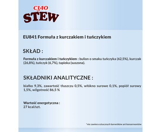 INABA CIAO STEW CHICKEN & TUNA - CAT TREATS - 12X40G