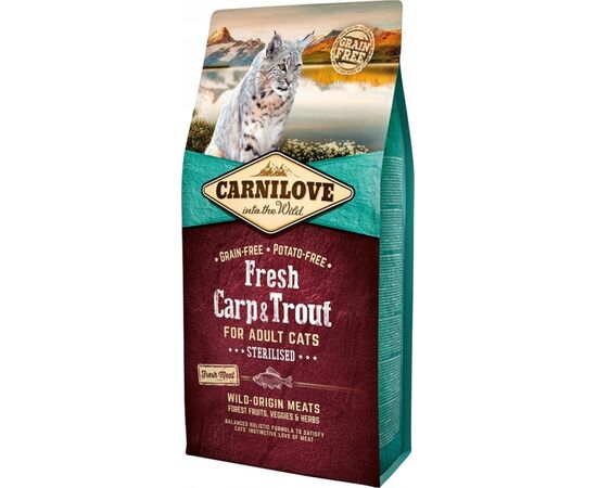 CARNILOVE CAT STERILISED FRESH CARP AND TROUT - DRY CAT FOOD - 6 KG