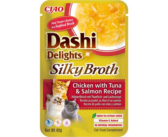 INABA CAT DASHI DELIGHTS SILKY BROTH CHICKEN WITH TUNA & SALMON - CAT TREAT - 40G