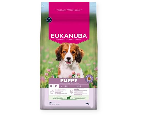 EUKANUBA PUPPY SMALL/MEDIUM LAMB & RICE - DRY DOG FOOD - 3KG