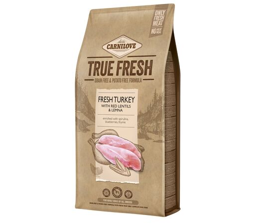 CARNILOVE TRUE FRESH DOG ADULT TURKEY WITH RED LENTILS AND LEMNA - DRY DOG FOOD - 11,4KG