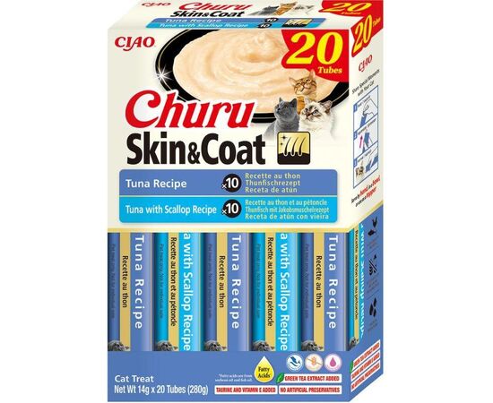 INABA CHURU SKIN&COAT TUNA RECIPE - CAT TREATS - 20X14G