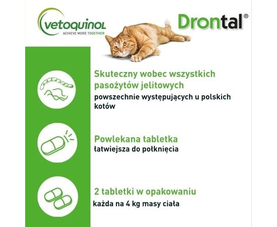 VETOQUINOL DRONTAL TABLETKI ODROBACZAJĄCE KOT 2SZT