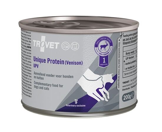 TROVET UNIQUE PROTEIN UPV VENISON - WET FOOD FOR DOGS AND CATS - 200G