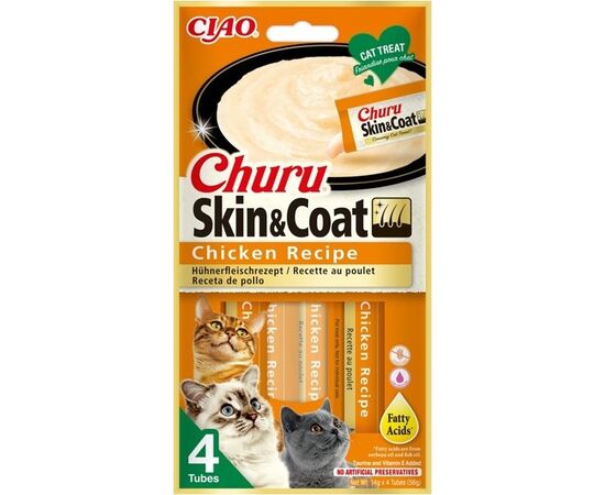 INABA CHURU SKIN&COAT CHICKEN RECIPE - CAT TREATS - 4X14G