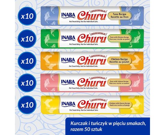 INABA CHURU VARIETIES CHICKEN AND TUNA - CAT TREATS - 50 X 14G
