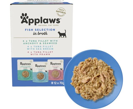 APPLAWS FISH SELECTION MULTIPACK IN BROTH - WET CAT FOOD - 12X70G