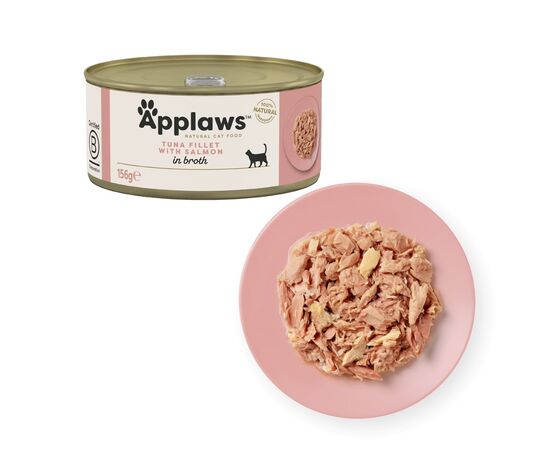 APPLAWS TUNA FILLET WITH SALMON IN BROTH - WET CAT FOOD - 156G