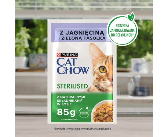 PURINA NESTLE PURINA CAT CHOW STERILISED WITH LAMB AND GREEN BEANS IN SAUCE - WET CAT FOOD - 26X85G (20 + 6 GRATIS)
