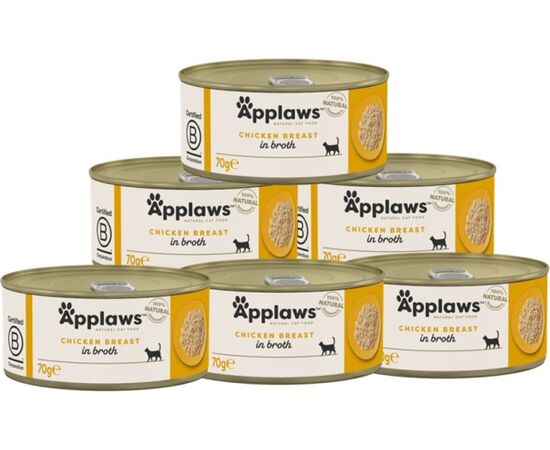 APPLAWS CHICKEN BREAST IN BROTH - WET CAT FOOD - 6X70G