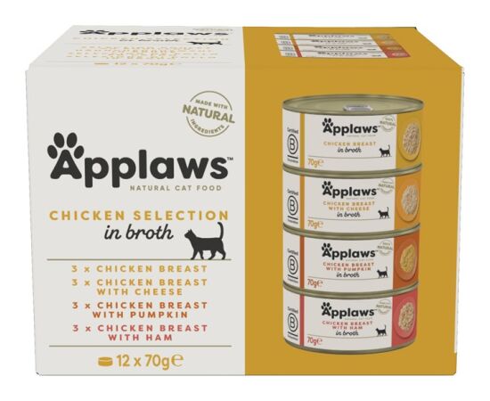 APPLAWS CHICKEN SELECTION IN BROTH - WET CAT FOOD - 12X70G