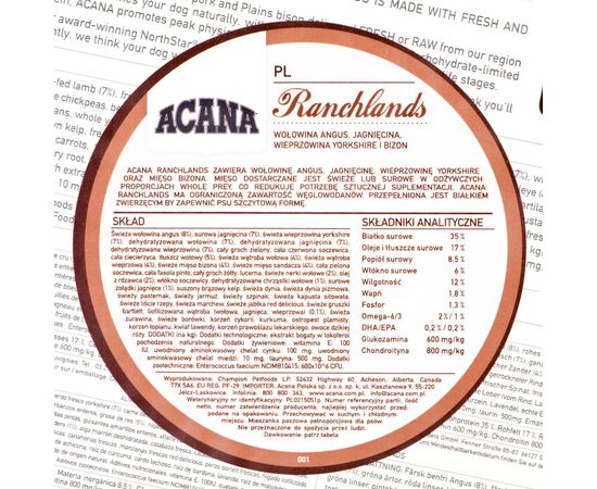 ACANA RANCHLANDS DOG 2 KG
