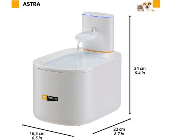 FERPLAST ASTRA FONTANNA DLA KOTÓW I MAŁYCH PSÓW Z CZUJNIKIEM RUCHU FILTR 3L