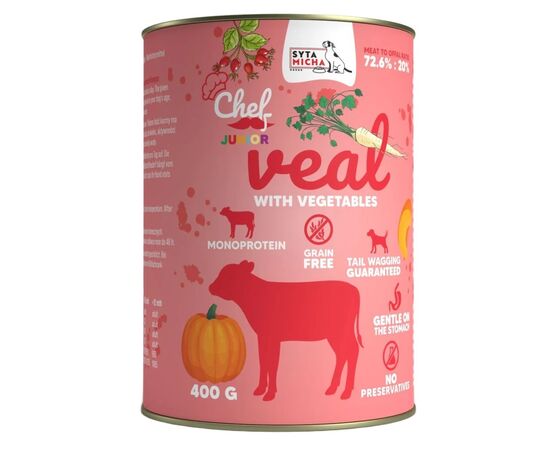 SYTA MICHA CHEF VEAL WITH VEGETABLES JUNIOR - WET DOG FOOD - 400G