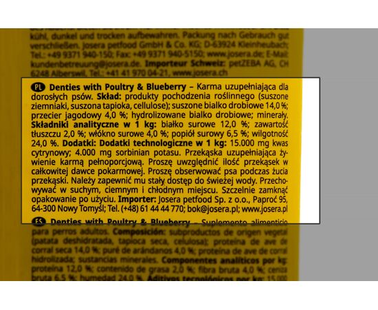 JOSERA DENTIES POULTRY WITH BLUEBERRIES - DOG TREAT - 180G