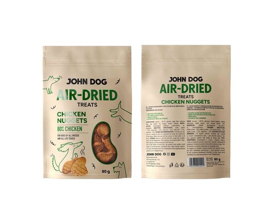 JOHN DOG AIR-DRIED CHICKEN NUGGETS - DOG TREAT - 80G