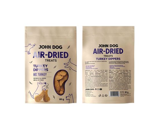 JOHN DOG AIR-DRIED TURKEY DIPPERS - DOG TREAT - 80G