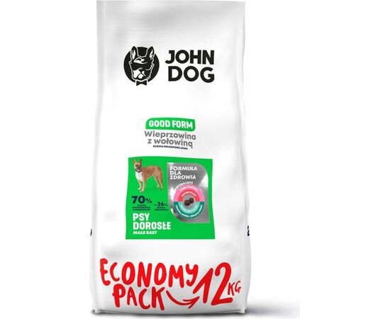 JOHN DOG GOOD FORM ADULT PORK WITH BEEF  - DRY DOG FOOD - 12 KG