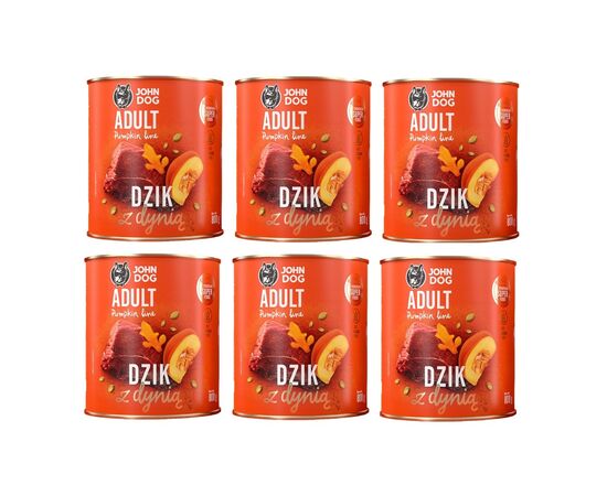 JOHN DOG PUMPKIN ADULT BOAR WITH PUMPKIN - WET DOG FOOD - 6X800G