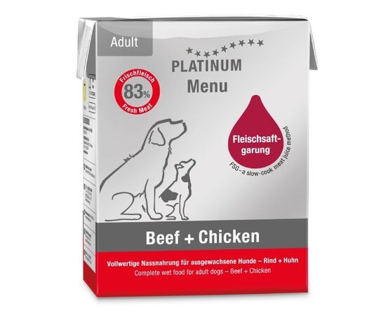 PLATINUM MENU ADULT BEEF+CHICKEN  - WET DOG FOOD - 375G