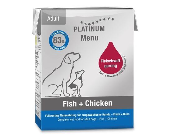 PLATINUM MENU ADULT FISH+CHICKEN - WET DOG FOOD - 375G