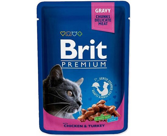 BRIT BR.CAT  POUCHES CHICKEN&TURKEY - MOKRA KARMA DLA KOTA - 100G