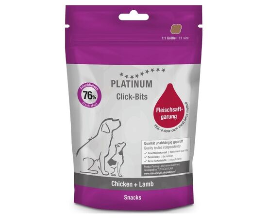 PLATINUM CLICK-BITS CHICKEN+LAMB - DOG TREAT - 150G