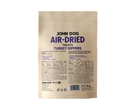 JOHN DOG AIR-DRIED TURKEY DIPPERS - DOG TREAT - 80G