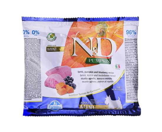 FARMINA N&D PUMPKIN LAMB&BLUEBERRY ADULT MINI 100G