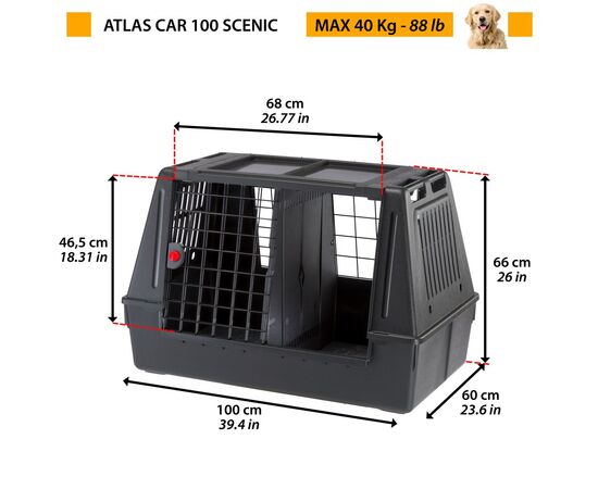 FERPLAST ATLAS CAR 100 SCENIC, CAR TRANSPORTER FOR ANIMALS