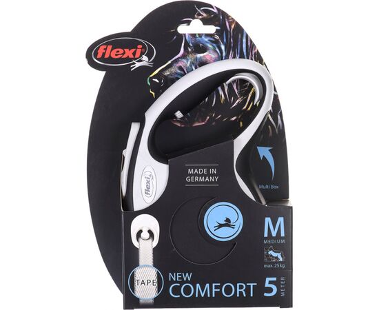 FLEXI NEW COMFORT M TAPE 5 M BLACK DOG RETRACTABLE LEAD