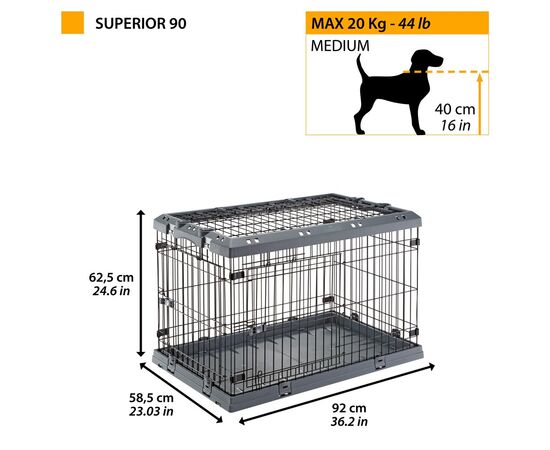 FERPLAST SUPERIOR 90 - DOG CAGE - 92 X 58.5 X 62.5 CM