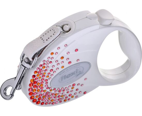 FLEXI GLAM SPLASH ORIENT WITH SWAROVSKI CRYSTALS S - DOG RETRACTABLE LEAD - 3 M - WHITE
