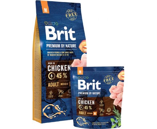 BRIT PREMIUM BY NATURE ADULT M - DRY DOG FOOD - APPLE, CHICKEN, CORN 15 KG