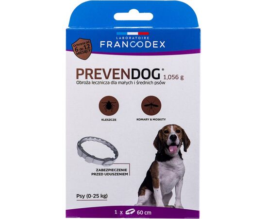 FRANCODEX OBROŻA BIOBÓJCZA PREVENDOG 60 CM DLA MAŁYCH I ŚREDNICH PSÓW DO 25 KG - 1 SZT.