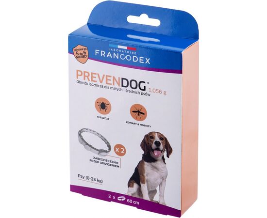FRANCODEX OBROŻA BIOBÓJCZA PREVENDOG 60 CM DLA MAŁYCH I ŚREDNICH PSÓW DO 25 KG - 2 SZT.