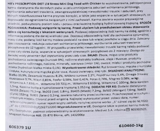 HILL'S PRESCRIPTION DIET MINI I/D STRESS CANINE - DRY DOG FOOD - 1 KG