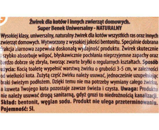 CERTECH SUPER BENEK UNIVERSAL CAT LITTER BENTONITE GRIT NATURAL 5 L