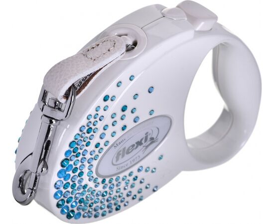 FLEXI GLAM SPLASH OCEAN WITH SWAROVSKI CRYSTALS S - DOG RETRACTABLE LEAD - 3 M - WHITE