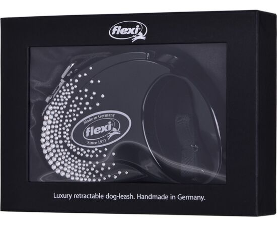 FLEXI GLAM SPLASH CRYSTAL WITH SWAROVSKI CRYSTALS M - DOG RETRACTABLE LEAD - 5 M - BLACK