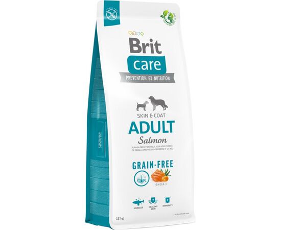 BRIT DRY FOOD FOR ADULT DOGS, SMALL AND MEDIUM BREEDS - BRIT CARE GRAIN-FREE ADULT SALMON- 12 KG