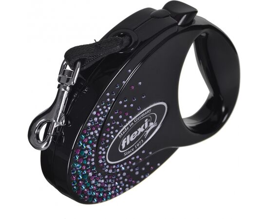 FLEXI GLAM SPLASH MYSTIC WITH SWAROVSKI CRYSTALS M - DOG RETRACTABLE LEAD - 5 M - BLACK