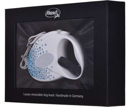 FLEXI GLAM SPLASH OCEAN WITH SWAROVSKI CRYSTALS S - DOG RETRACTABLE LEAD - 3 M - WHITE
