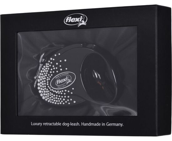 FLEXI GLAM SPLASH CRYSTAL WITH SWAROVSKI CRYSTALS S - DOG RETRACTABLE LEAD - 3 M - BLACK