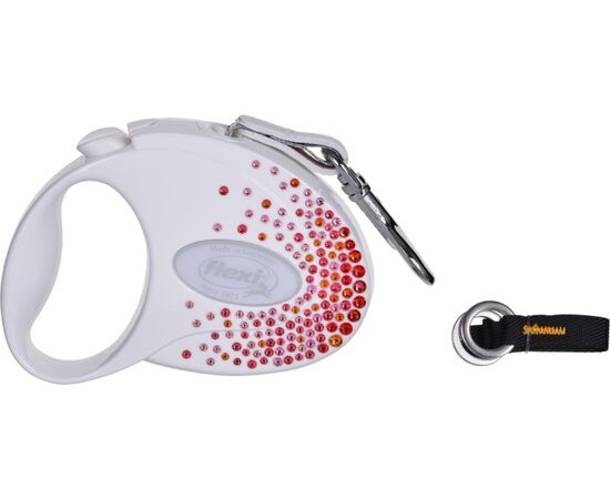 FLEXI GLAM SPLASH ORIENT WITH SWAROVSKI CRYSTALS S - DOG RETRACTABLE LEAD - 3 M - WHITE
