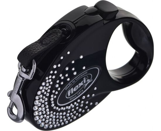 FLEXI GLAM SPLASH CRYSTAL WITH SWAROVSKI CRYSTALS S - DOG RETRACTABLE LEAD - 3 M - BLACK
