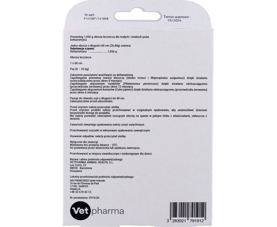 FRANCODEX OBROŻA BIOBÓJCZA PREVENDOG 60 CM DLA MAŁYCH I ŚREDNICH PSÓW DO 25 KG - 1 SZT.